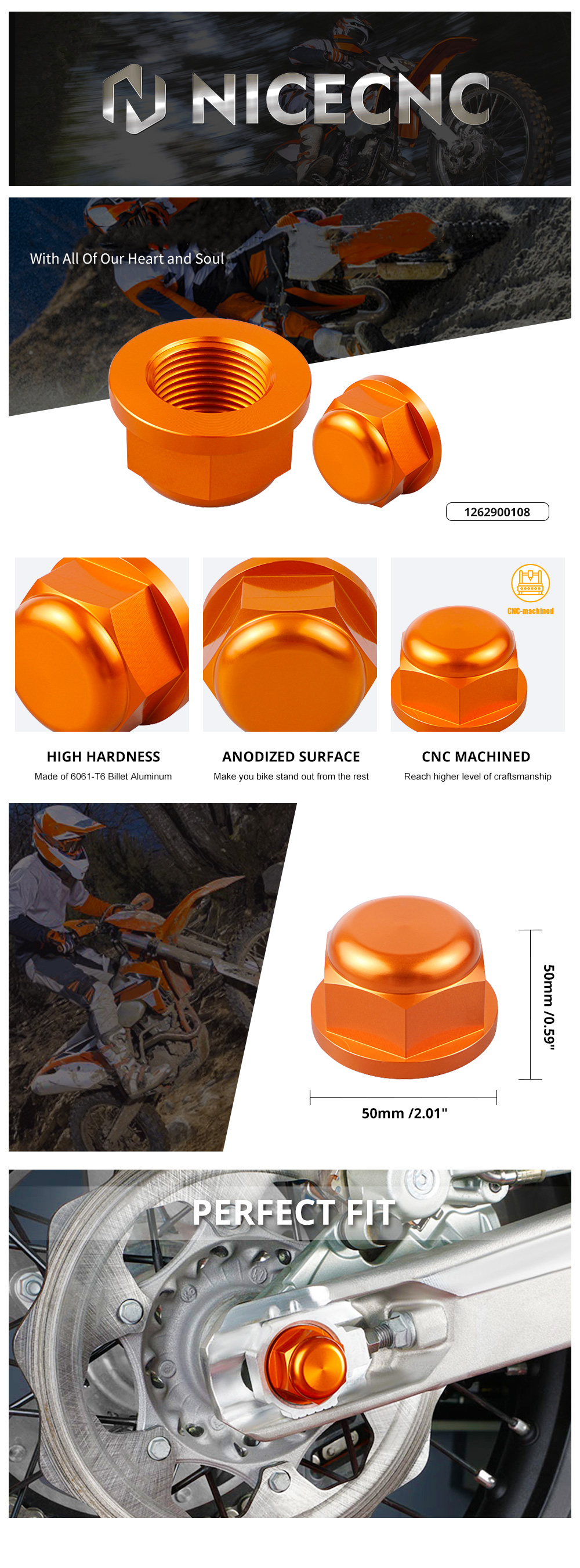 Entretoises Roue Arrière SCAR Orange - Compatible KTM EXC TPI 03-22